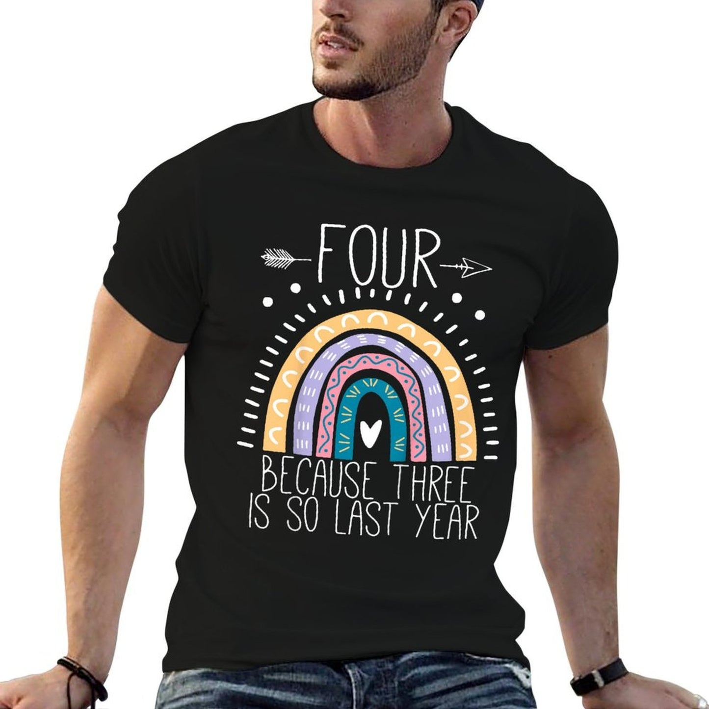 Kids Four Because Three Is So Last Year 4 Birthday Gifts Rainbow  Lightweight T-Shirt