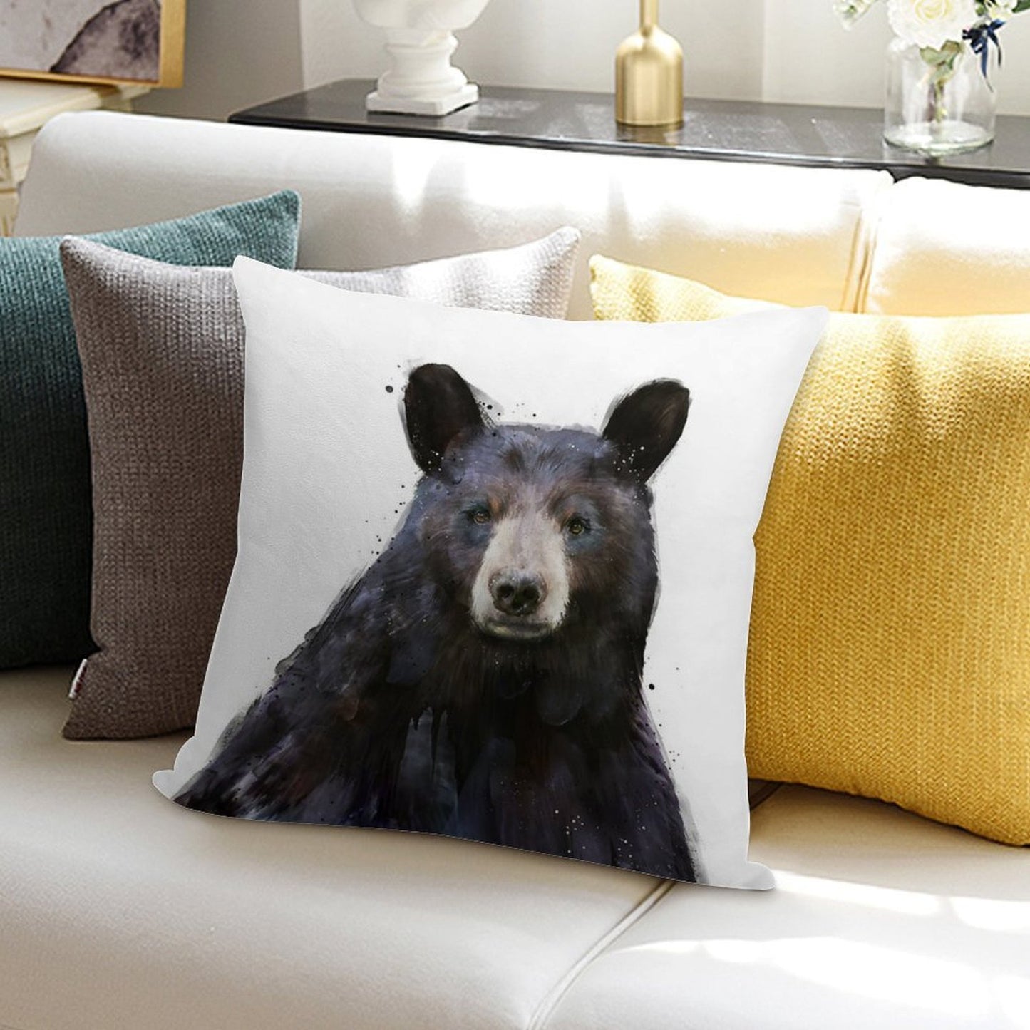 Black Bear Soft Style Accent Throw Pillow