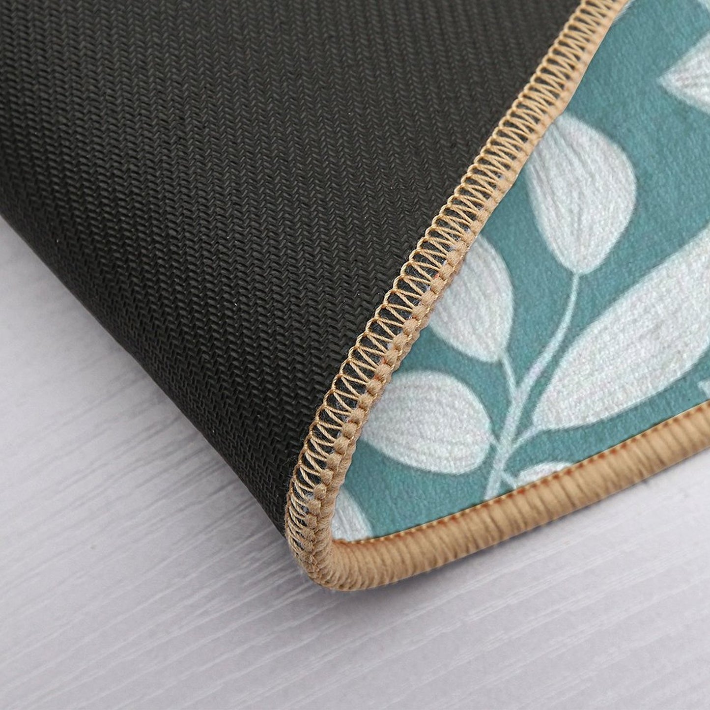 Floral Leaves in Teal Green  Dirt-Trapping Bath Mat