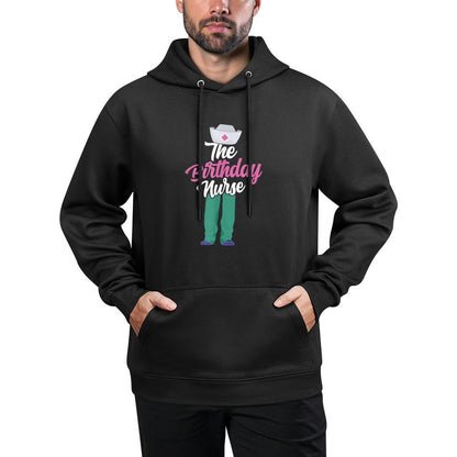 Funny Nursing School Students Gifts  Apparel - The Birthday Nurse - Womens Black - Small - Modern - Birthday - Nurses, Medical S Customizable Surface Hoodie