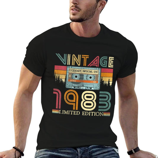 Womens Vintage 1983 Cassette Tape 40 Year Old Gifts 40th Birthday  Fade-proof Color T-Shirt
