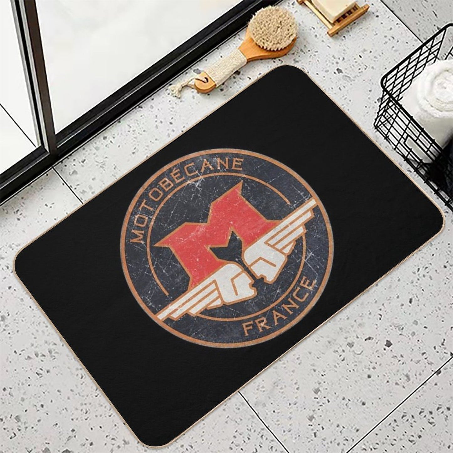 MOTOBÉCANE . Retro Badge  Absorbent Bath Mat