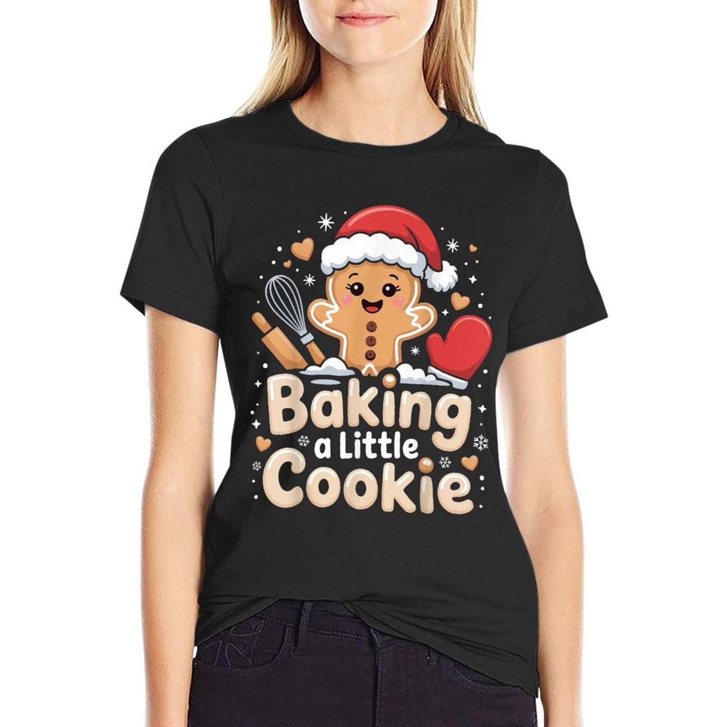 Baking A Little Cookie Cute Christmas Pregnancy Announcement  Relaxed-fit T-Shirt