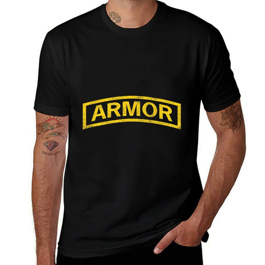 GS Military Designs Army Armor Tab on Front, Branch Insignia on Back Black Unisex-Adults  Soft T-Shirt