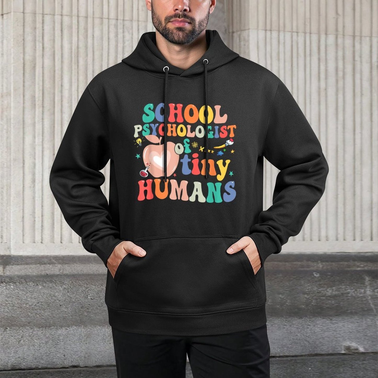 Boho School Psychologist Of Tiny Humans First Day Of School Durable Construction Hoodie
