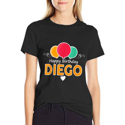 Happy Birthday Saying Diego  Fade-proof Color T-Shirt