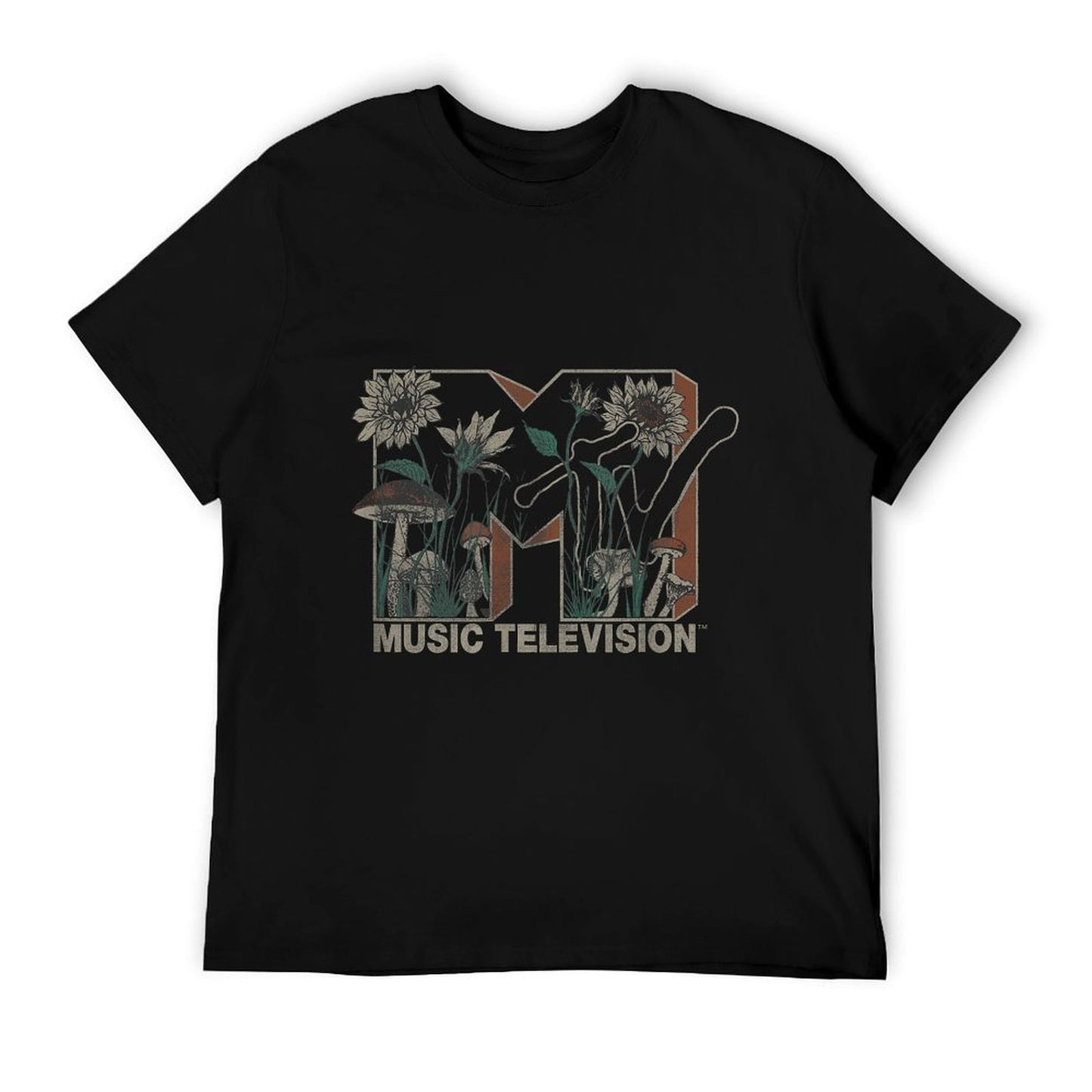 MTV Music Television Wild Flower Mushrooms MTV Logo Comfortable T-Shirt
