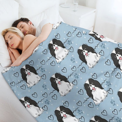 LOVE Black And White Japanese Chin Wrinkle-free Throw Blanket