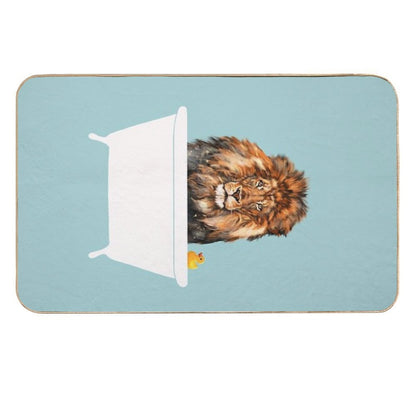 Lion in Bathtub  Easy Maintenance Bath Mat