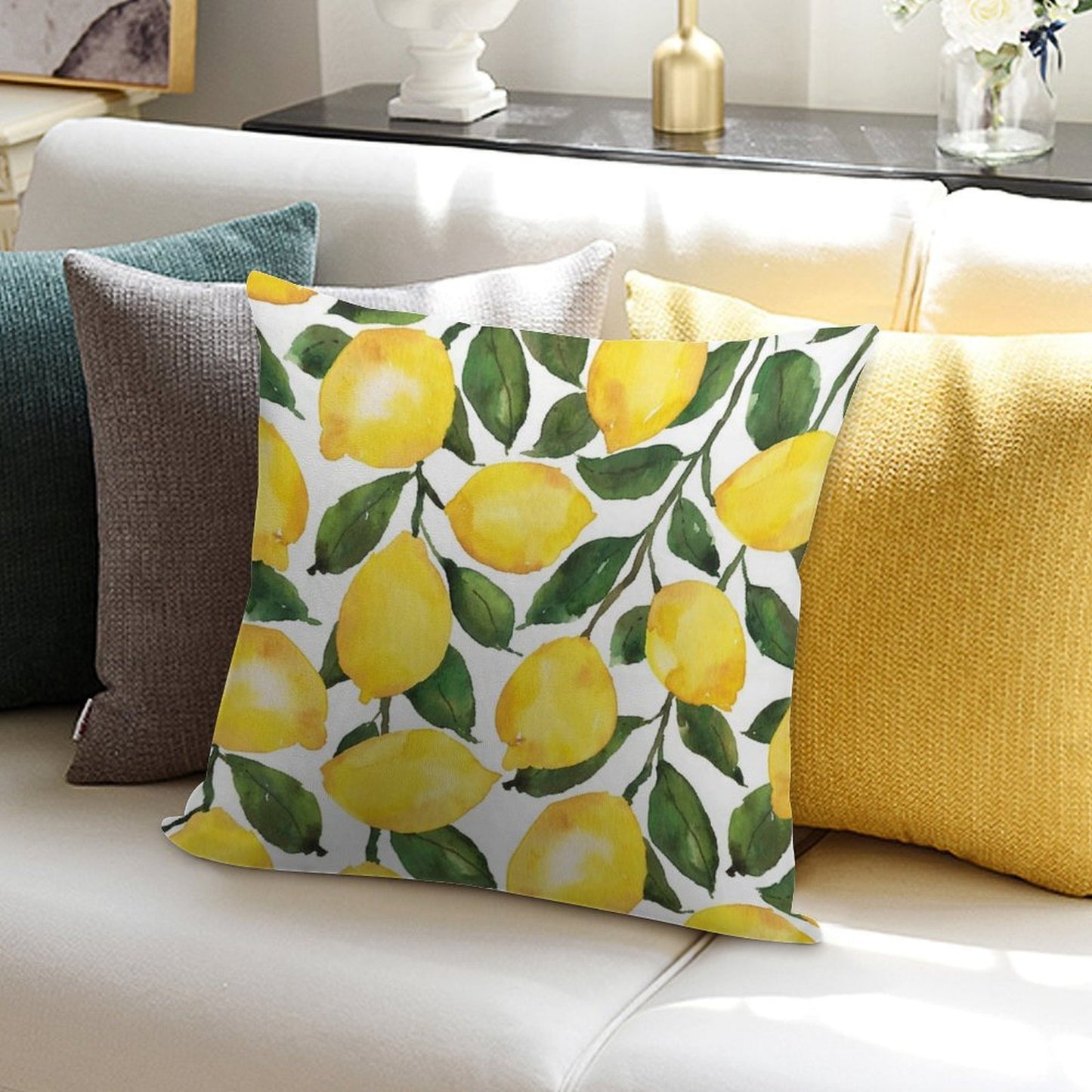Le Le Lemons Soft Short Plush Fabric Throw Pillow