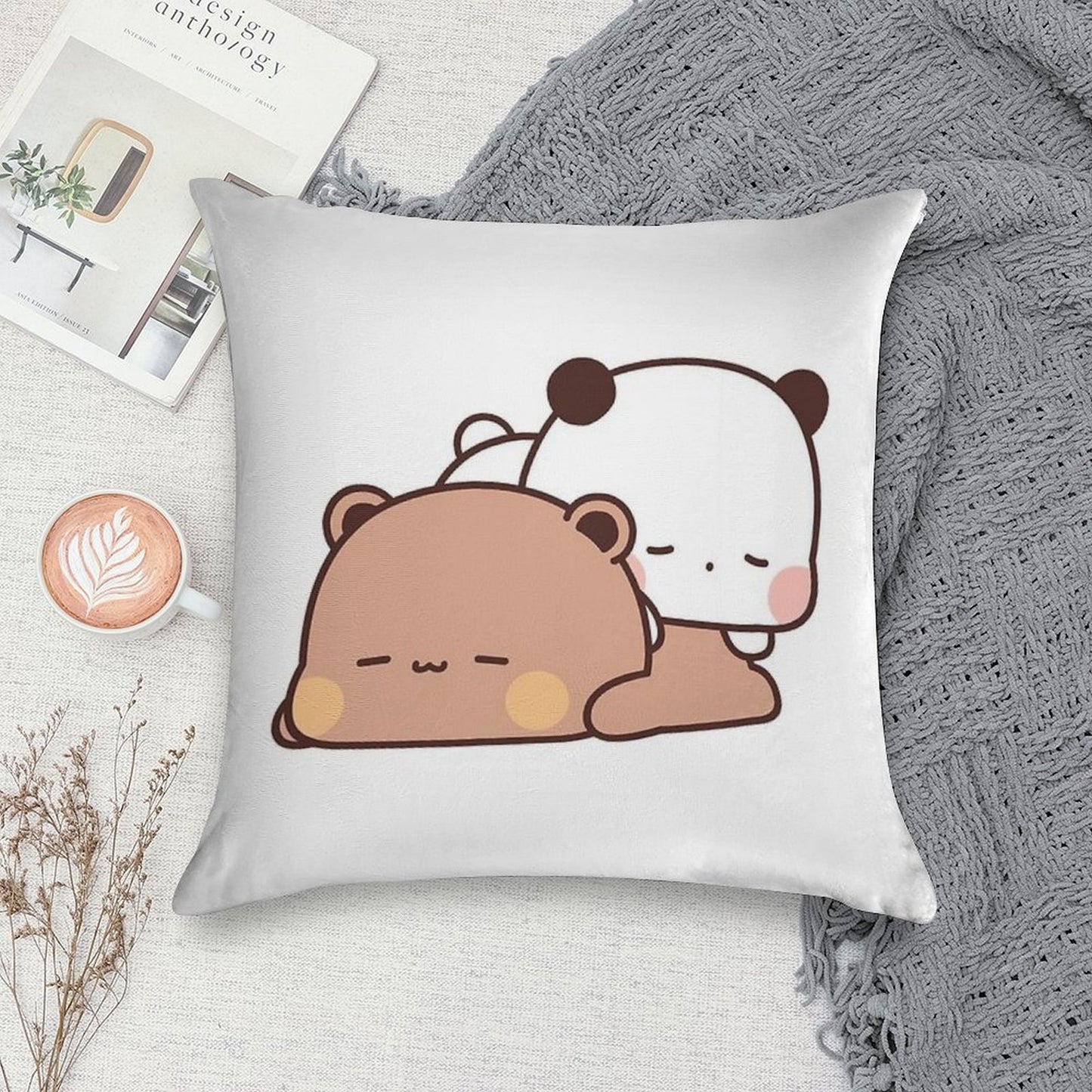 Cute Bubu And Dudu Are Sleeping Soft Bedroom Essential Throw Pillow