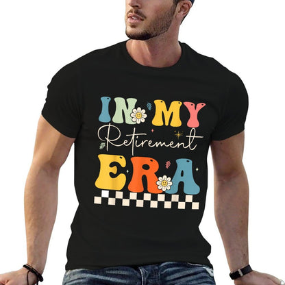 Retro Groovy In My Retirement Era Retired Teacher Funny  Ribbed Collar T-Shirt