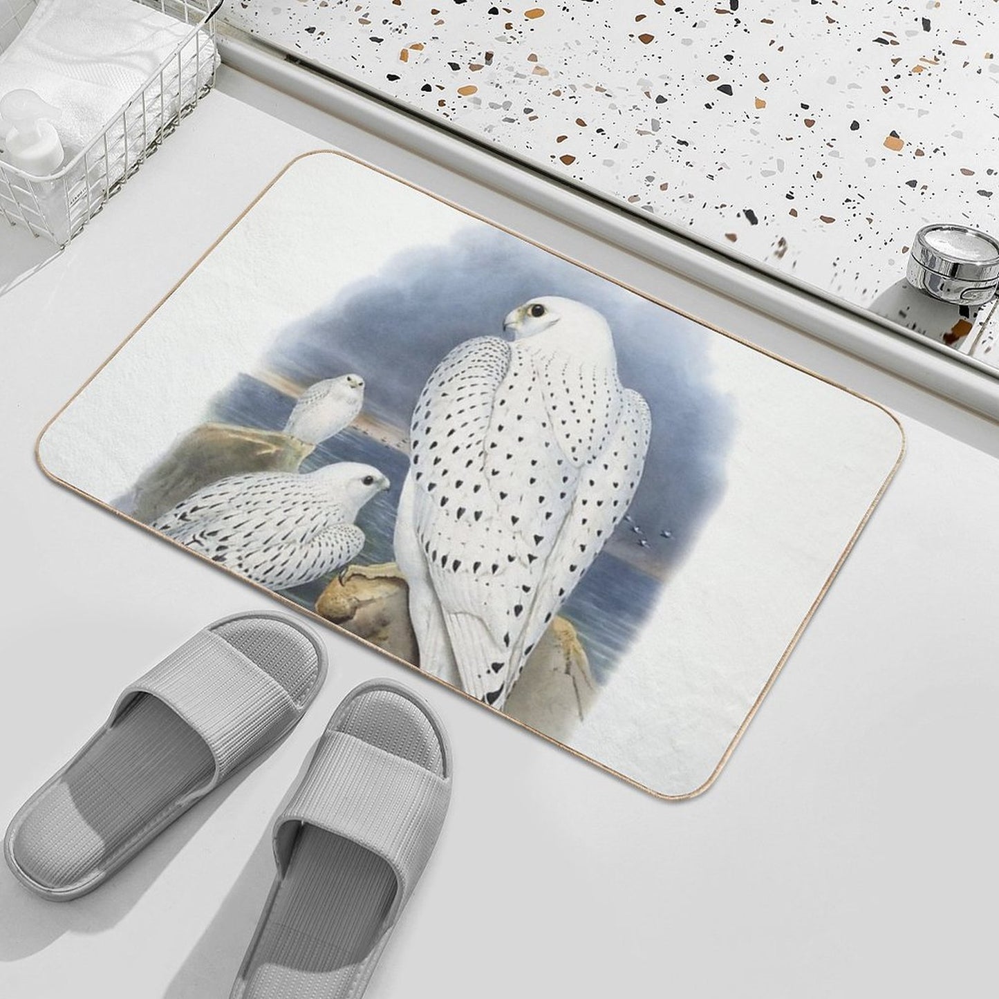 White Falcons  Pet-Safe Bath Mat