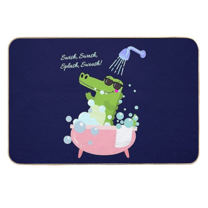 Crocodile in Bath Tub Swish Swash Splash Swoosh Durable Bath Mat