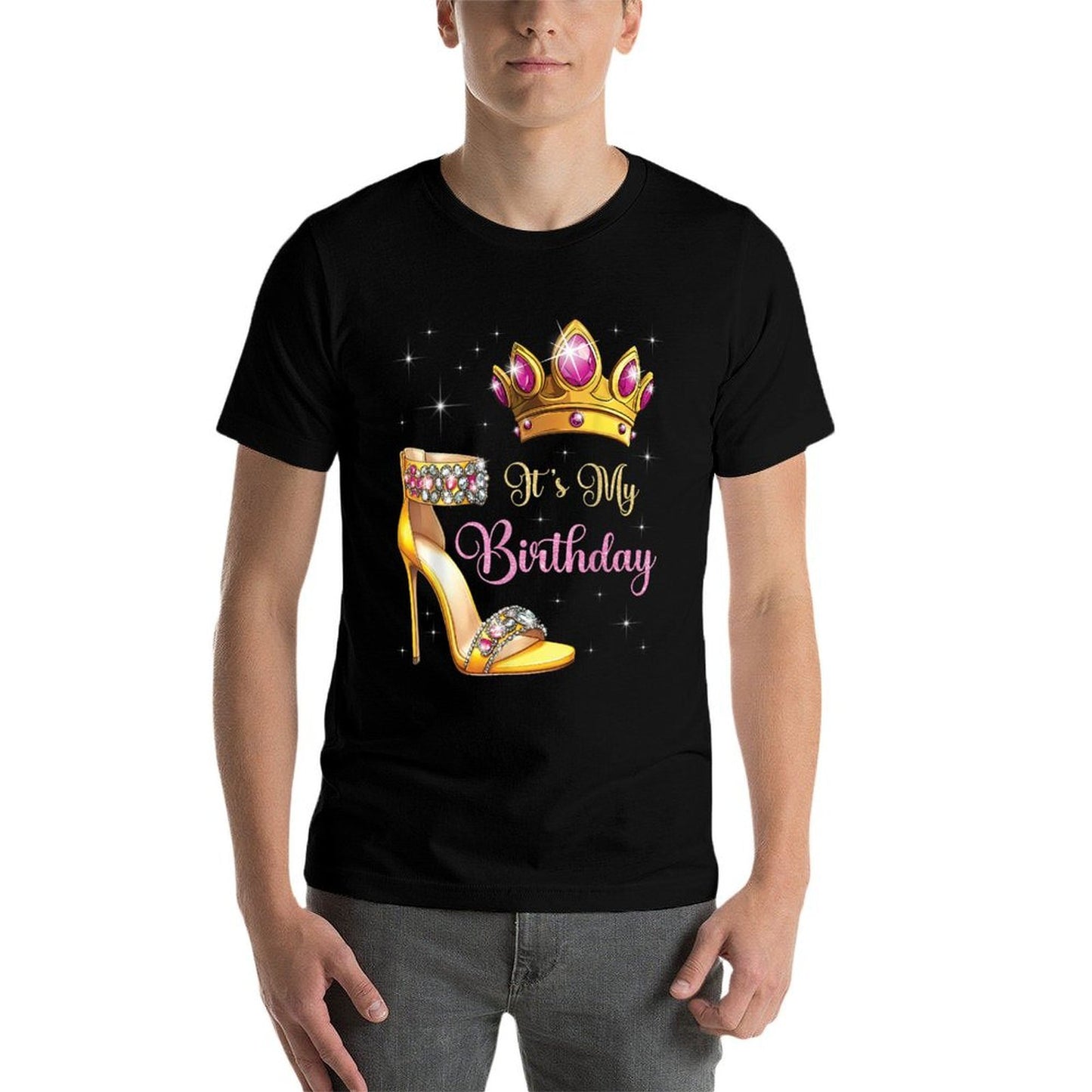 Its My Birthday High Heel Crown Butterflies Stars B-Day  Stretchy T-Shirt