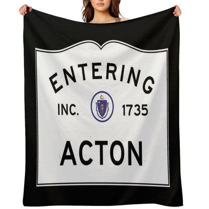 Entering Acton Massachusetts - Commonwealth of Massachusetts Road Sign Easy Care Throw Blanket