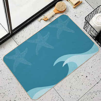 Waves And Starfish - Digital Art  Eco-Friendly Bath Mat
