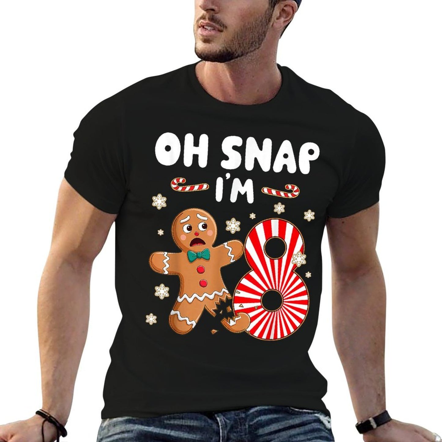 Christmas Oh Snap 8 Year Old Gingerbread Man 8th Birthday  Easy-care T-Shirt