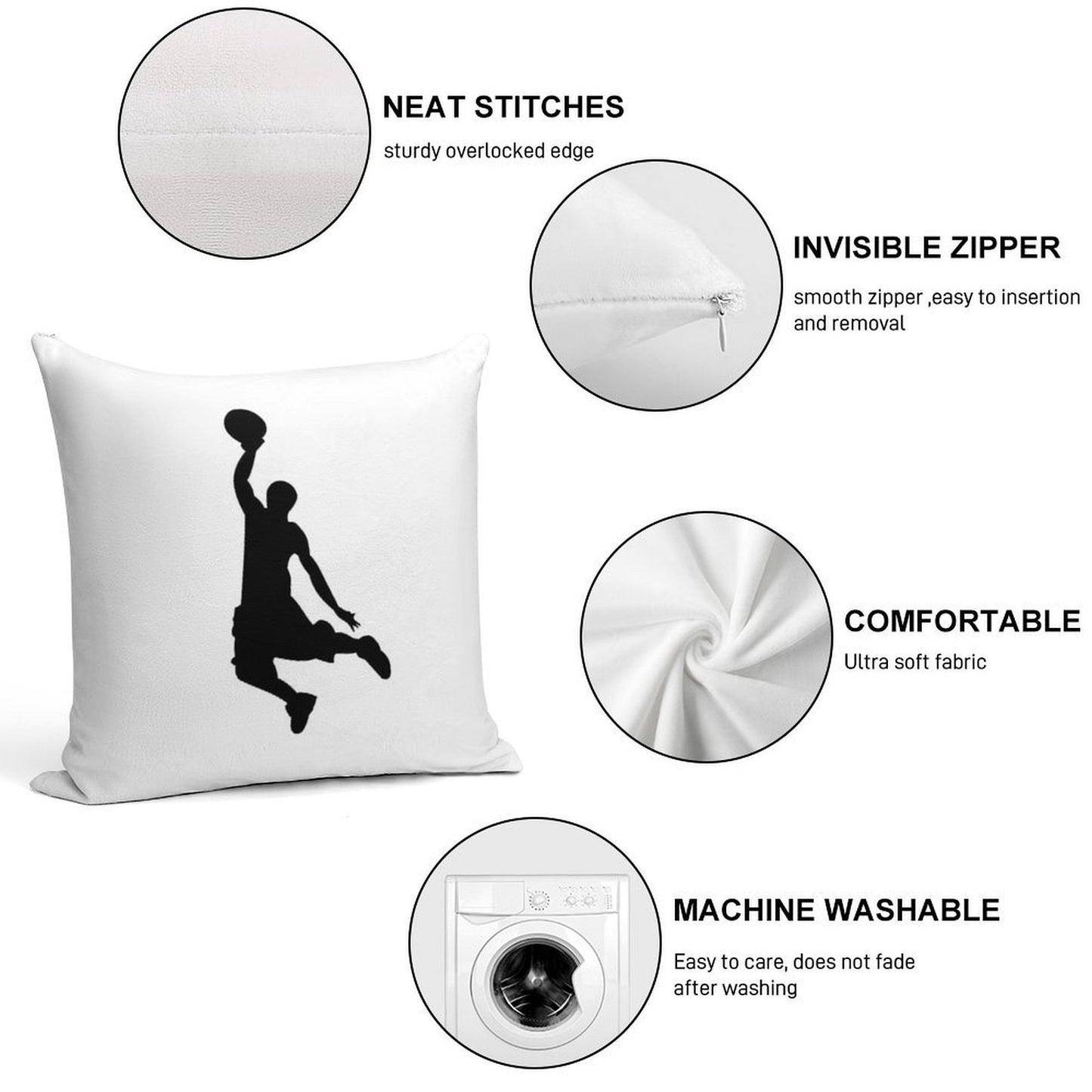 Basketball Player Design Soft Anti-Pilling Throw Pillow