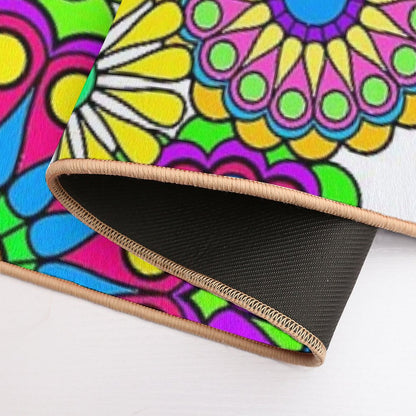 Happy Hippy Flowers  Fade-Resistant Bath Mat