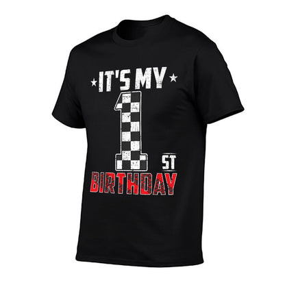 It's My 1st Birthday Race Car 1 Year Old Birthday Pit Crew  Heathered Texture T-Shirt