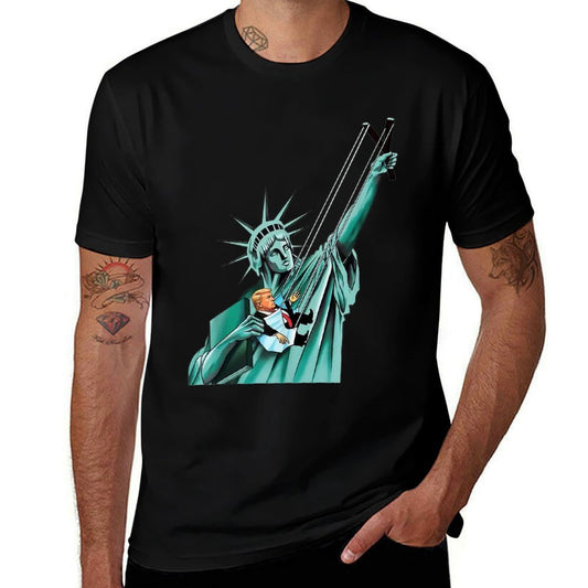 Statue of Liberty, Anti Trump, Funny Political  Summer-ready Fabric T-Shirt