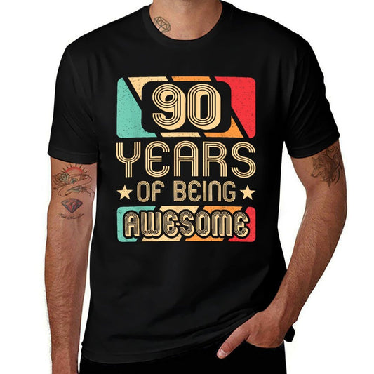 90 Years Of Being Awesome 90 Years Old Retro 90th Birthday  Slim-fit Cut T-Shirt