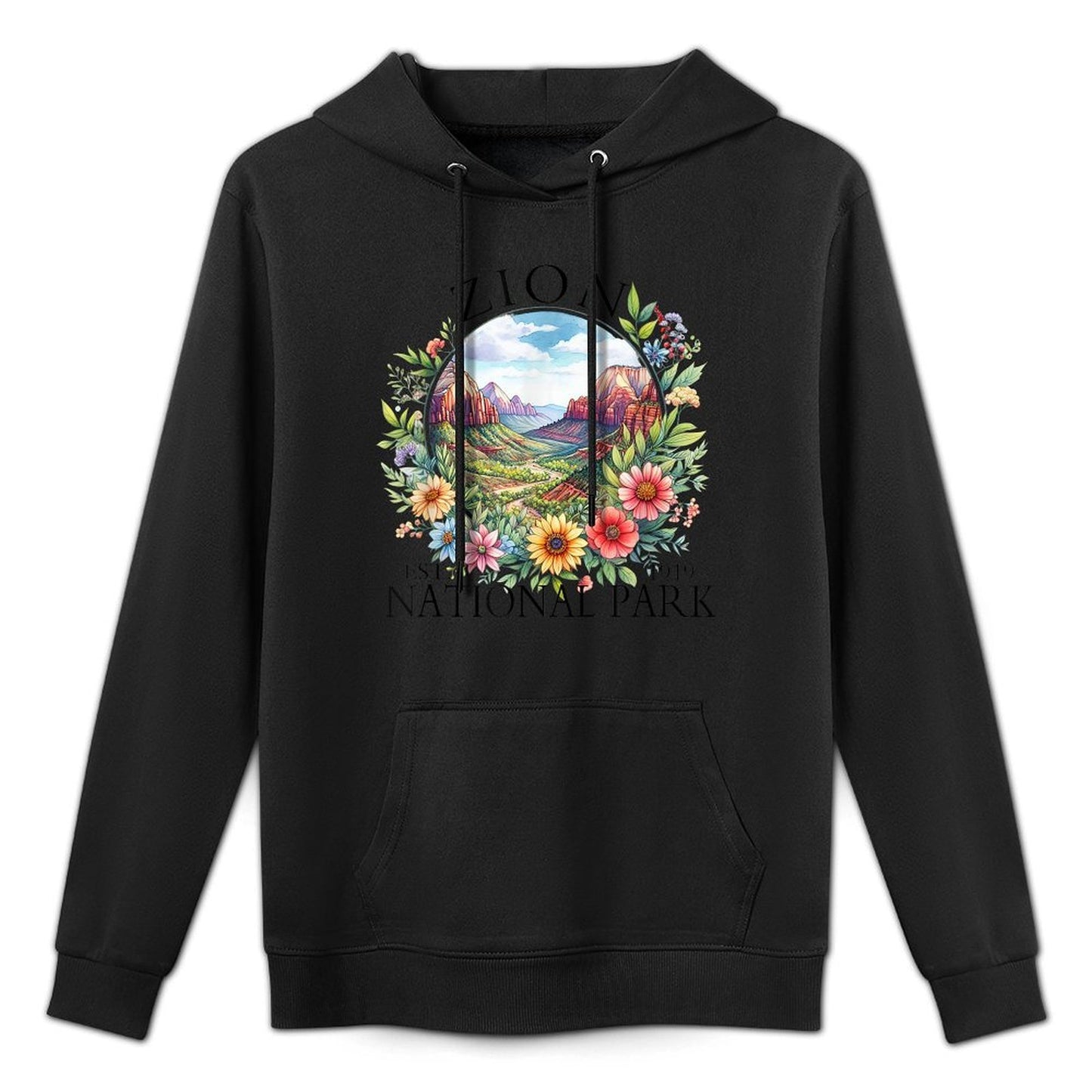 Retro Floral Zion National Park Hiking Camping Outdoor Easy Care Hoodie