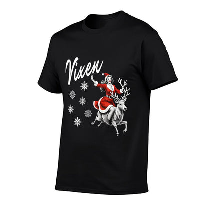 Vixen Reindeer Retro Sexy Pin Up Girl Funny Christmas Party  Wrinkle-resistant T-Shirt
