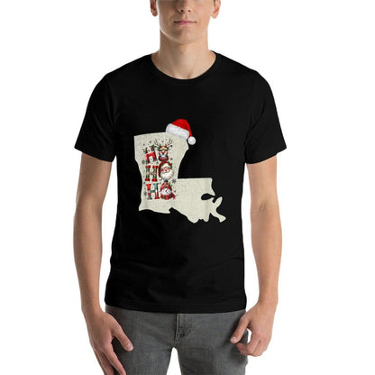 Christmas Louisiana Xmas State Map Louisiana Christmas  Cotton T-Shirt