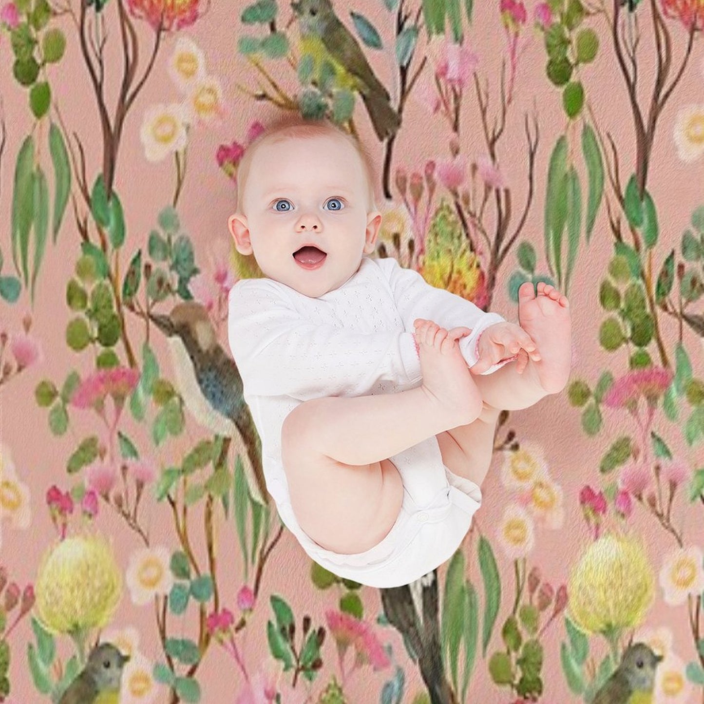 Australian Birds And Blooms Native Flora Chinoiserie Wrinkle-free Throw Blanket