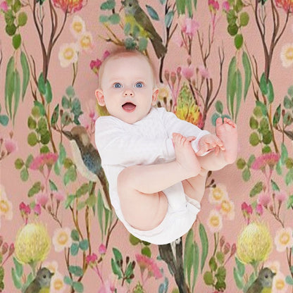 Australian Birds And Blooms Native Flora Chinoiserie Wrinkle-free Throw Blanket