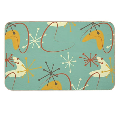 Vintage Retro 1950s Atomic Starburst Boomerangs  Green Harvest Gold Rust  Repositionable Bath Mat