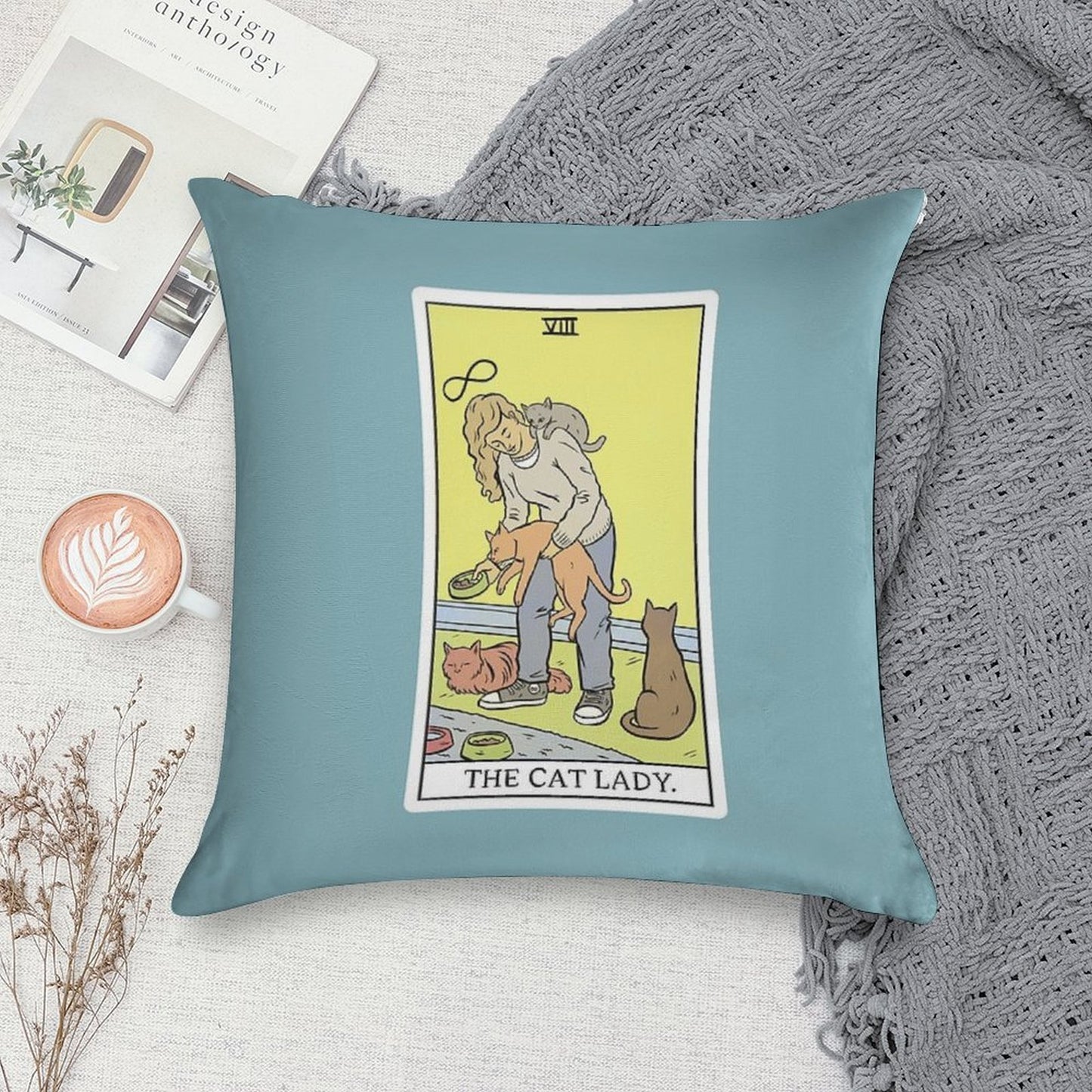 Modern Tarot - The Cat Lady Soft Ultra-Soft Texture Throw Pillow