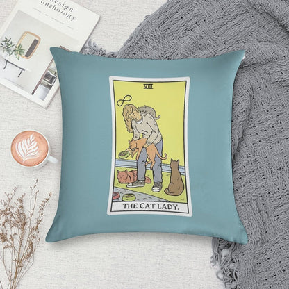 Modern Tarot - The Cat Lady Soft Ultra-Soft Texture Throw Pillow