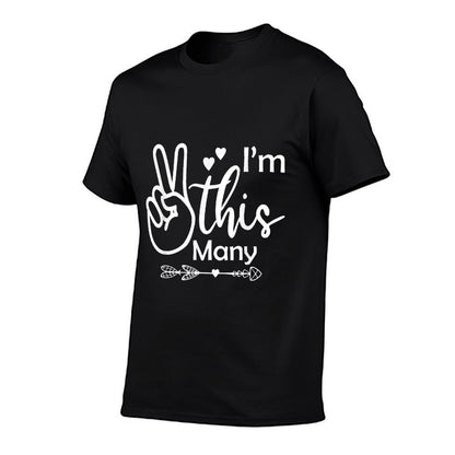 Kids I&#39;m This Many Two Year Old 2nd Second Birthday Gift  Trendy Pattern T-Shirt
