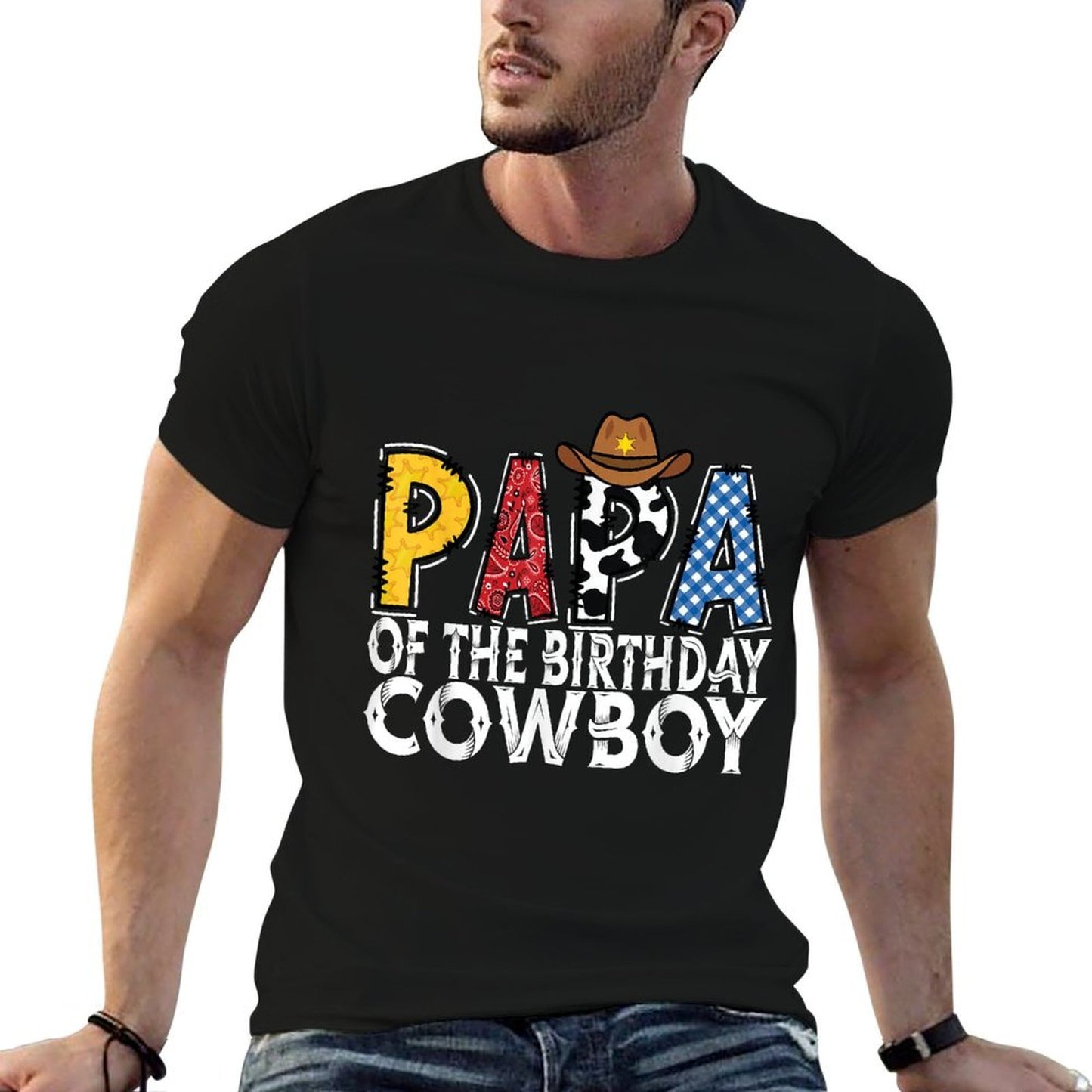 Papa 1st Birthday Cowboy Western Papa Birthday Boy  Relaxed-fit T-Shirt