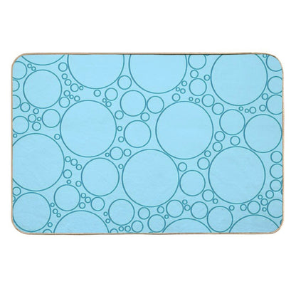 Different Sized Blue Circles for As Water Bubbles Illusion  Fade-Resistant Bath Mat