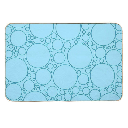 Different Sized Blue Circles for As Water Bubbles Illusion  Fade-Resistant Bath Mat