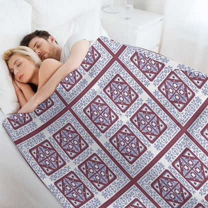 White And Blue Geometric Tile Quick-dry Throw Blanket
