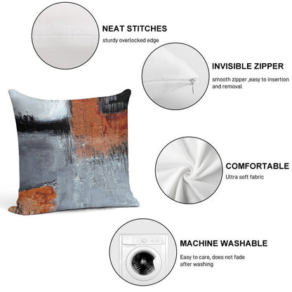 Black Orange Abstract Soft Decorative Cover Throw Pillow