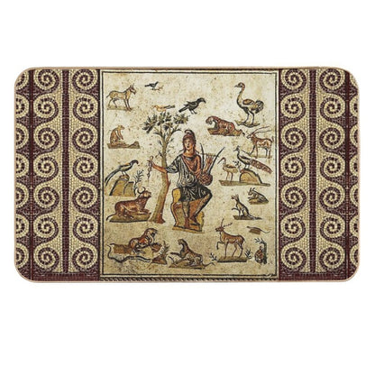 ANTIQUE ROMAN MOSAICS ,ORPHEUS ENCHANTING ANIMALS WITH HIS MUSIC  Dirt-Trapping Bath Mat