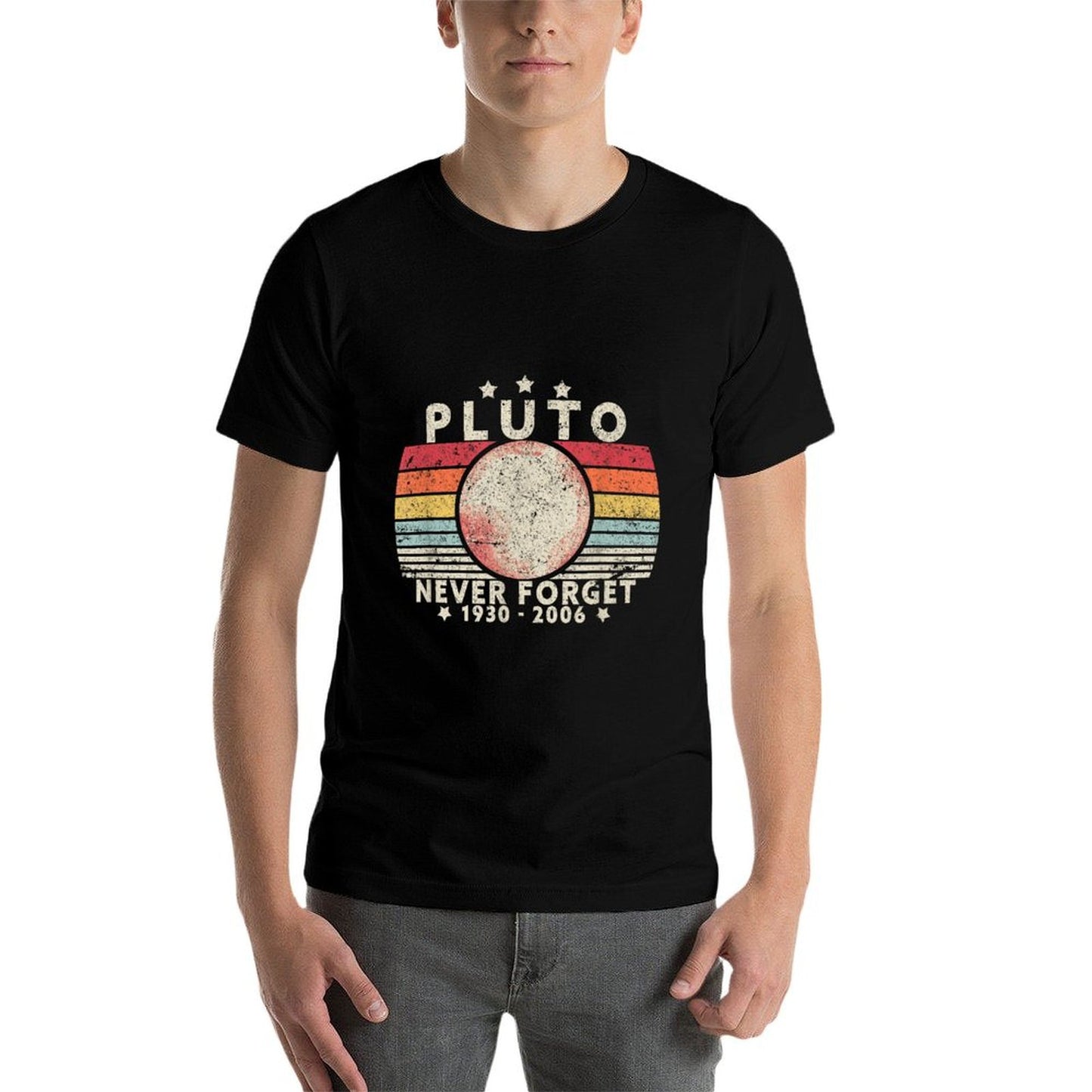 Never Forget Pluto. Retro Style Funny Space Science Soft T-Shirt