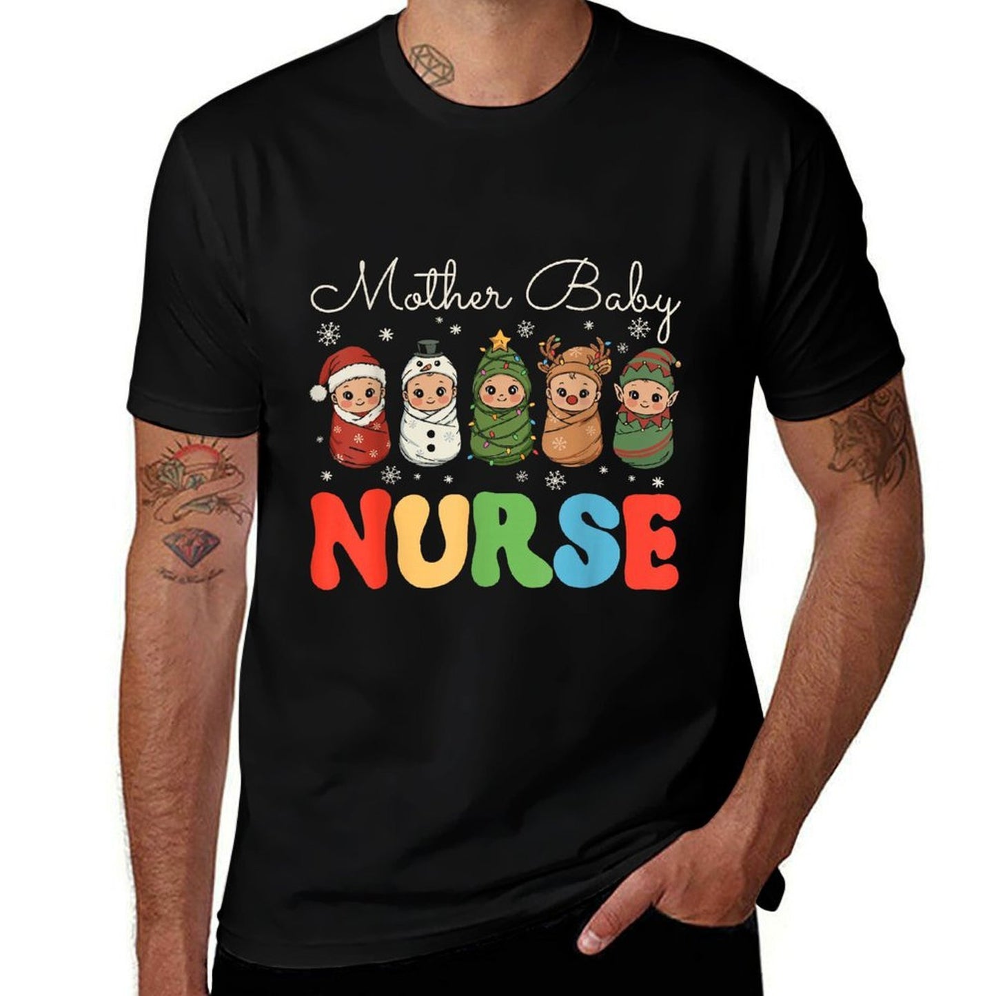 Mother Baby Nurse Christmas MBU Postpartum Nursing Xmas  Odor-resistant T-Shirt