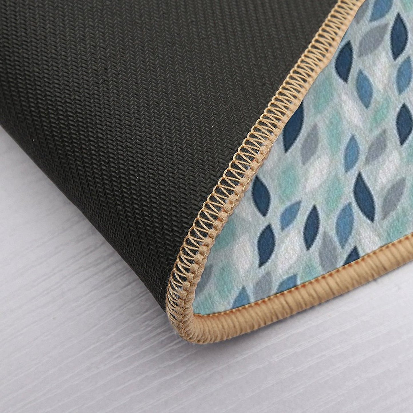 Teal Blue And Aqua Blue Leaf Pattern  Odorless Bath Mat