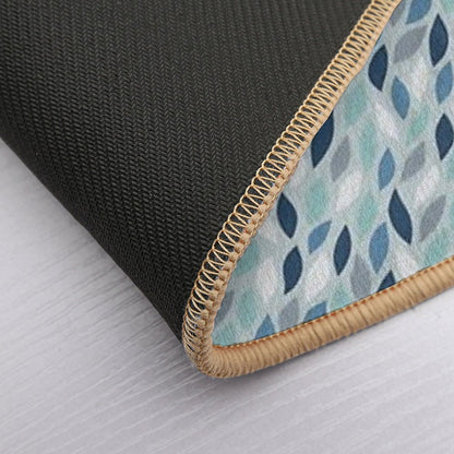 Teal Blue And Aqua Blue Leaf Pattern  Odorless Bath Mat