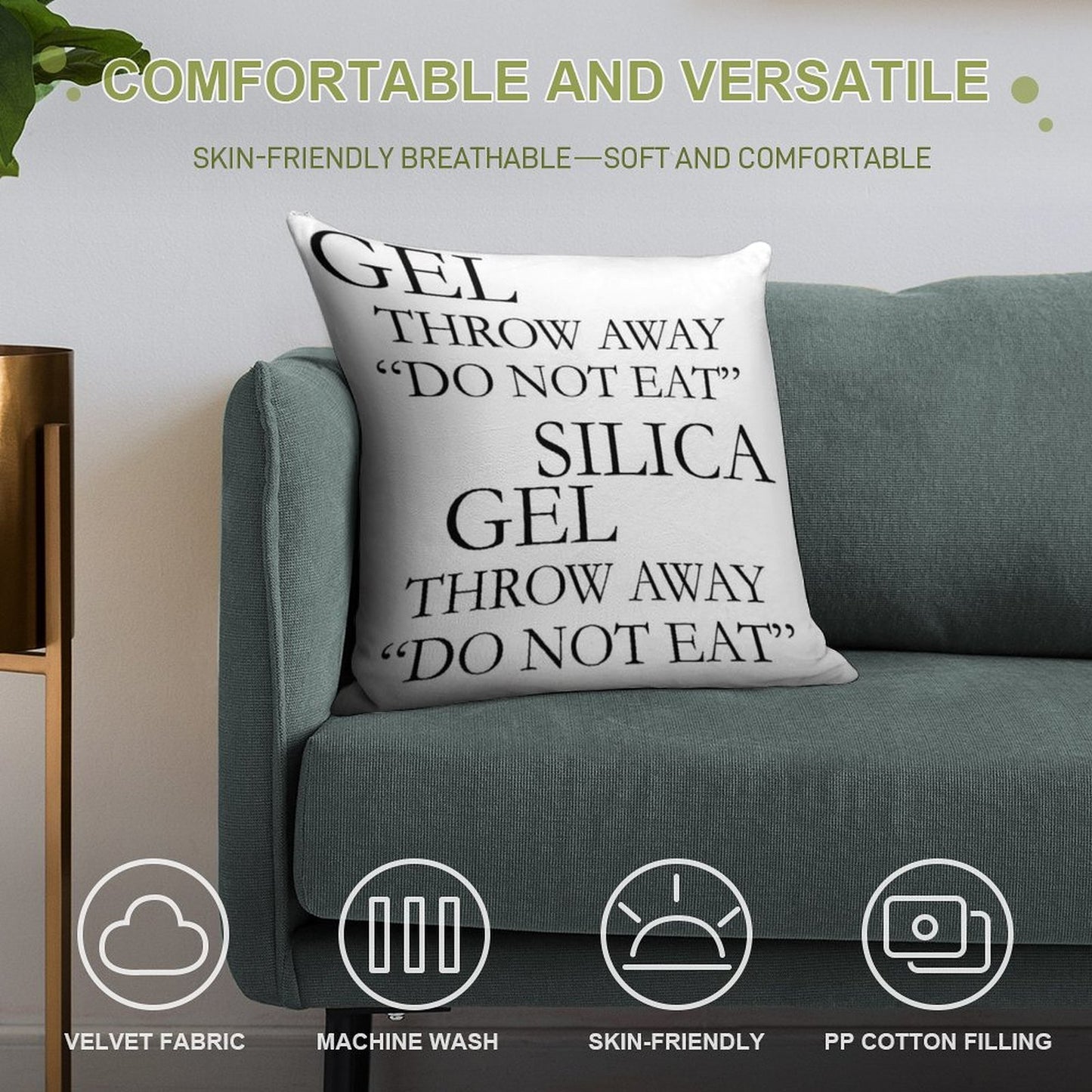 SILICA GEL Soft Hidden Zipper Throw Pillow