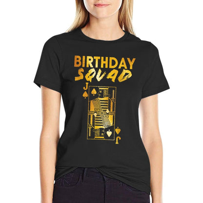 Happy Birthday Squad Jack Poker Best Party Gold Gift Black  Heathered Texture T-Shirt