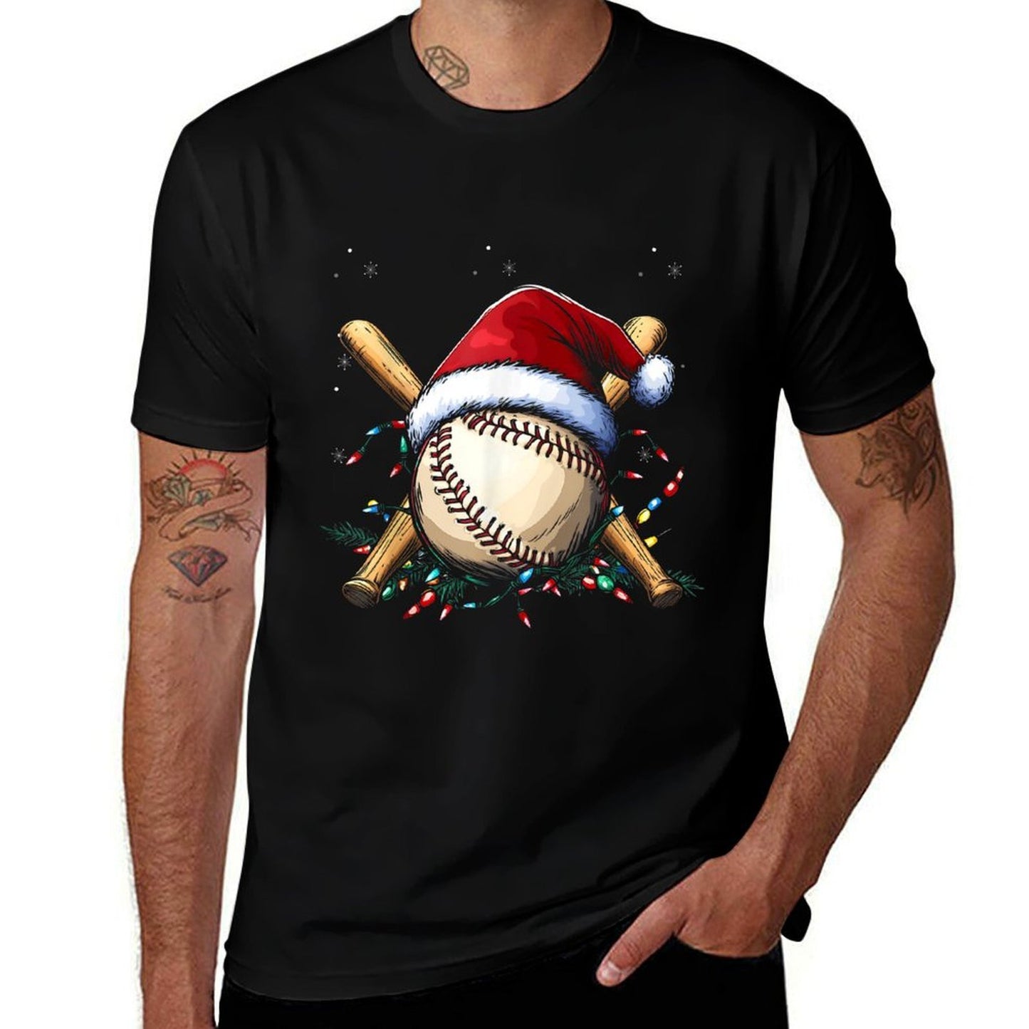 Santa Sports Design For Men Boys Christmas Baseball Player  Odor-resistant T-Shirt