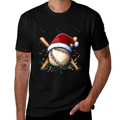 Santa Sports Design For Men Boys Christmas Baseball Player  Odor-resistant T-Shirt